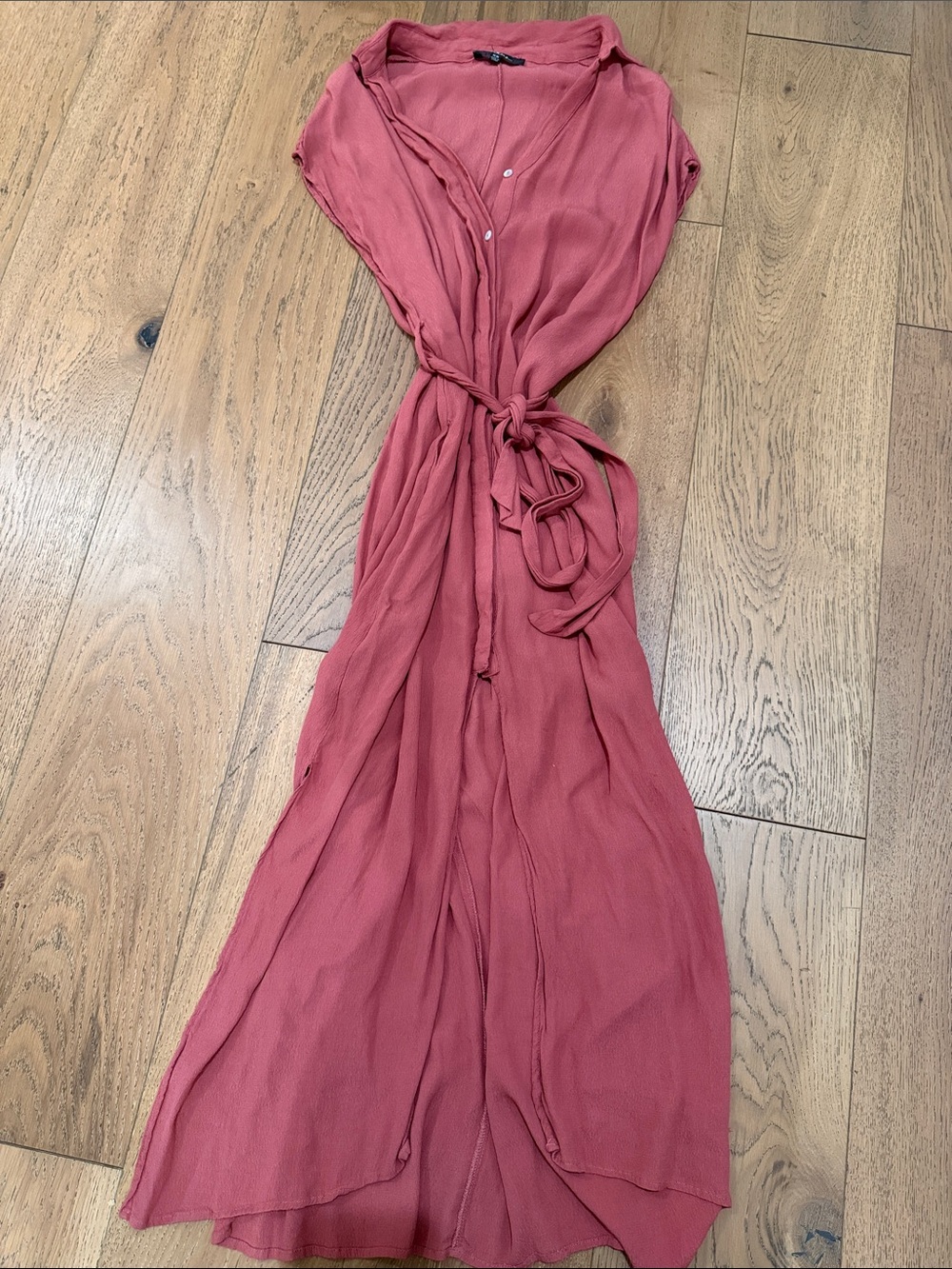Lulus Dusty Rose Button Front Midi Dress — XS